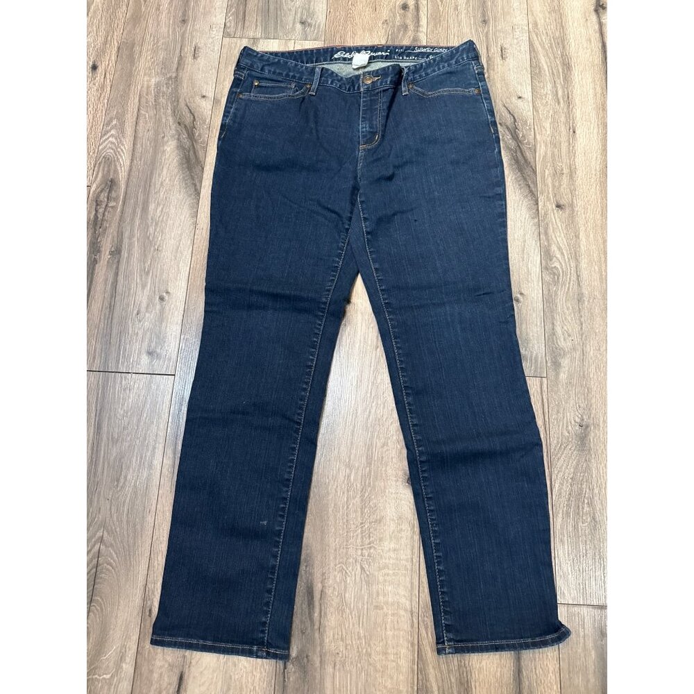 Eddie Bauer Slightly Curvy Straight Leg Jeans P14 Dark Denim